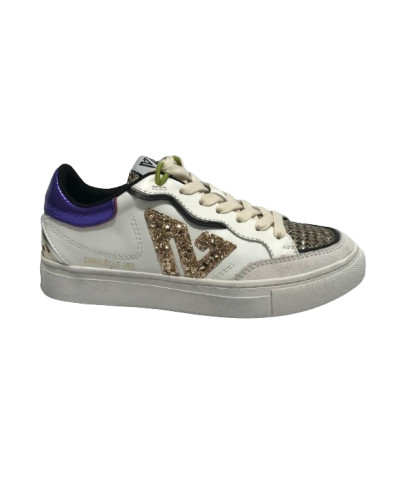 Scarpe donna sneaker Emanuélle Vee Olivia in pelle whIte/ violet D25EV06 442P-700-34-P011CB\WH-VI