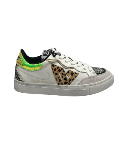 Scarpe donna sneaker Emanuélle Vee Olivia in pelle white/ lime D25EV02 442P-700-34-P011CB\WH-LM