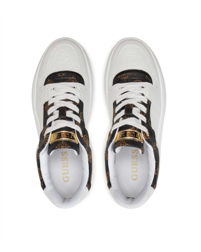 Scarpe donna Guess sneaker Queenz ecopelle white/ brown D25GU05 FLTQNZFAL12