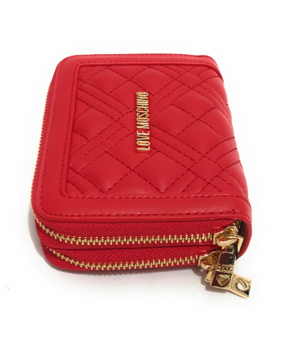 Portafoglio Donna Love Moschino zip around trapuntato rosso A25MO15 JC5634PP1LLA0500