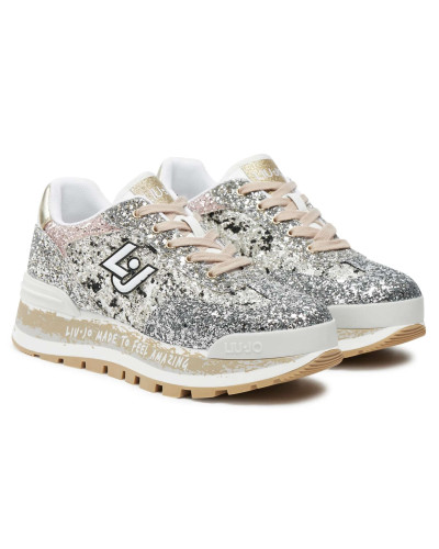 Scarpe donna Liu-Jo Amazing 26 sneaker ecopelle/ glitter black/silver D25LJ07 BF4047 TX007
