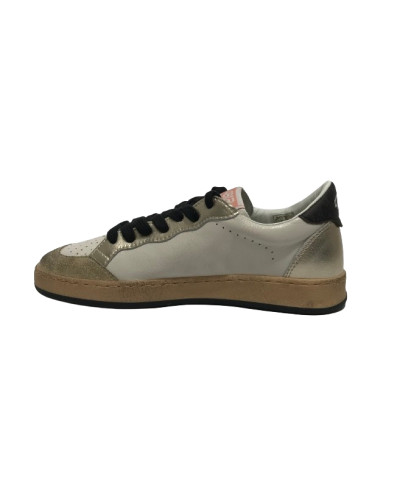 Scarpe donna 4B12 sneaker in pelle di colore bianco/ oro/ nero D25QB01 PLAY.NEW-D169