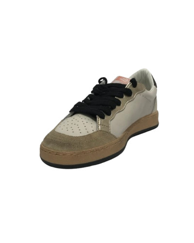 Scarpe donna 4B12 sneaker in pelle di colore bianco/ oro/ nero D25QB01 PLAY.NEW-D169