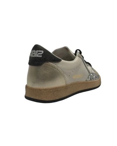 Scarpe donna 4B12 sneaker in pelle di colore bianco/ oro/ nero D25QB01 PLAY.NEW-D169