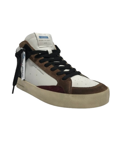 Sneaker Crime London Sk8 Deluxe Mid in pelle white/ brown U25CR04 15150AA7.68