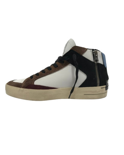 Sneaker Crime London Sk8 Deluxe Mid in pelle white/ brown U25CR04 15150AA7.68