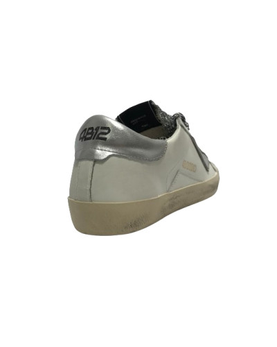 Scarpe donna 4B12 sneaker in pelle glitter bianco/ argento D25QB02 SUPRIME-DB248