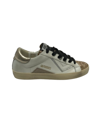 Scarpe donna 4B12 sneaker in pelle glitter bianco/ oro D25QB04 SUPRIME-DB249