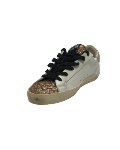 Scarpe donna 4B12 sneaker in pelle glitter bianco/ oro D25QB04 SUPRIME-DB249