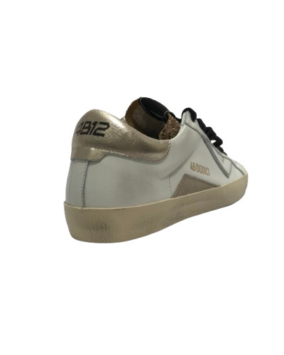 Scarpe donna 4B12 sneaker in pelle glitter bianco/ oro D25QB04 SUPRIME-DB249