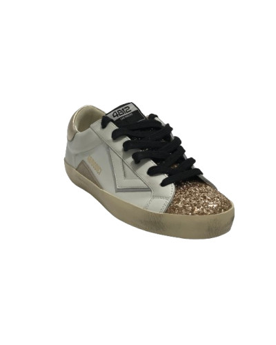 Scarpe donna 4B12 sneaker in pelle glitter bianco/ oro D25QB04 SUPRIME-DB249