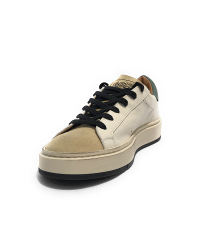Scarpe uomo 4B12 sneakers in pelle bianco/ beige/ verde U25QB09 EVO-U23