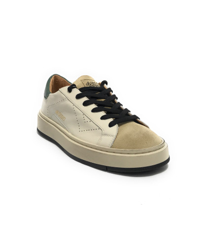 Scarpe uomo 4B12 sneakers in pelle bianco/ beige/ verde U25QB09 EVO-U23