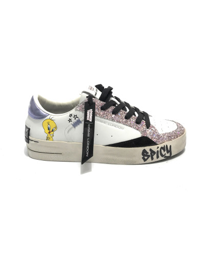Sneaker donna Crime London Sk8 deluxe in pelle white/ glitter D25CR06 88100AA7.55