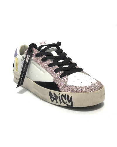 Sneaker donna Crime London  in pelle white/ glitter D25CR06 88100AA7.55