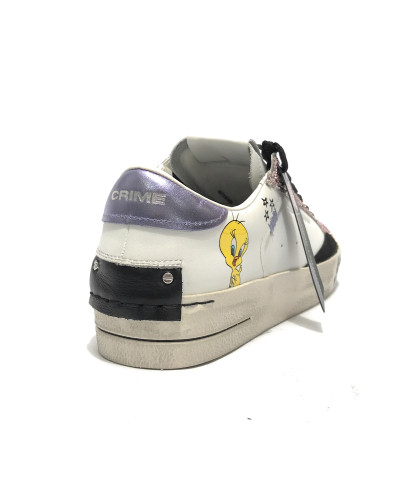 Sneaker donna Crime London  in pelle white/ glitter D25CR06 88100AA7.55