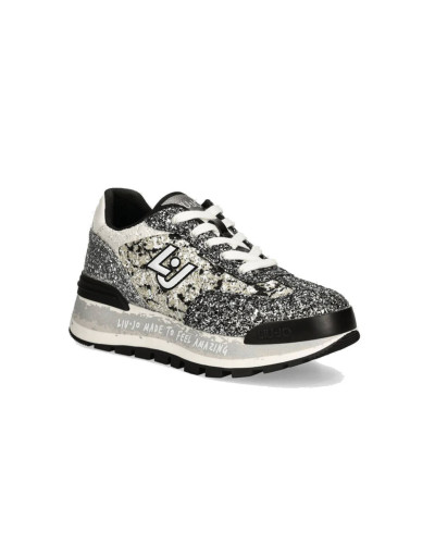 Scarpe donna Liu-Jo Amazing 26 sneaker ecopelle/ glitter black/silver D25LJ18 BF4047 TX007 S3426