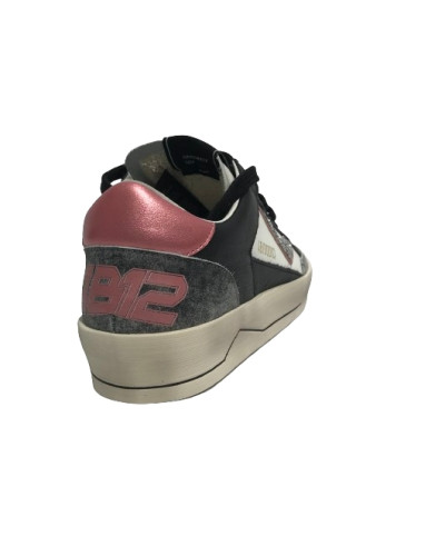 Scarpe donna 4B12 sneaker in pelle nero/ rosa D25QB09 KYLE-D887