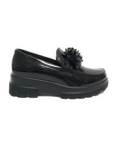 Scarpe donna mocassino Gold&gold vernice nero D25GG02 GB870