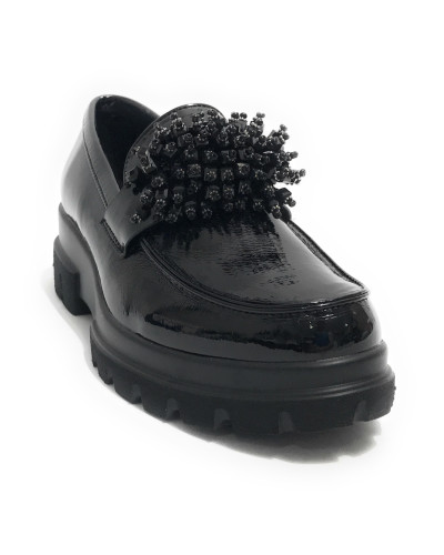 Scarpe donna mocassino Gold&gold vernice nero D25GG02 GB870