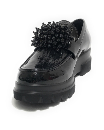 Scarpe donna mocassino Gold&gold vernice nero D25GG02 GB870