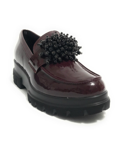 Scarpe donna mocassino Gold&gold vernice rosso bordeaux D25GG03 GB870