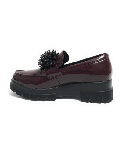 Scarpe donna mocassino Gold&gold vernice rosso bordeaux D25GG03 GB870