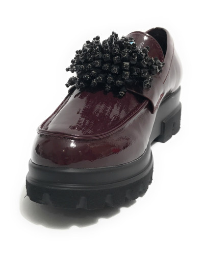 Scarpe donna mocassino Gold&gold vernice rosso bordeaux D25GG03 GB870