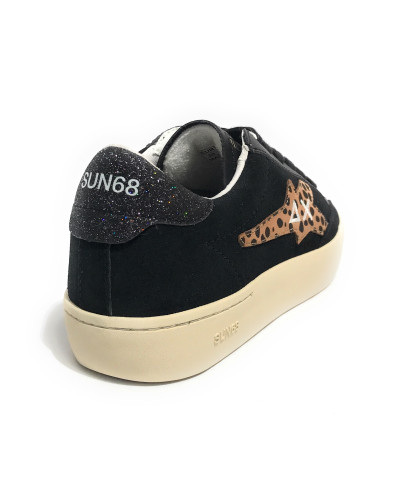Scarpe Sun68 sneaker Girl's big Katy suede teen pelle nero Z25SU06 Z44424T