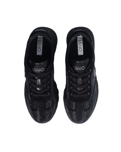 Scarpe donna Liu-Jo Amazing 23 sneaker pelle/ microfiber strass black D25LJ24 BF4053 TX288