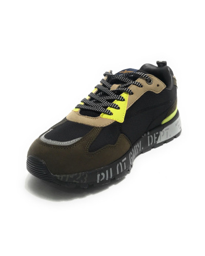 Sneaker Aeronautica Militare ecosuede/ nylon nero/ verde militare U25AR01 242SC276CT3380