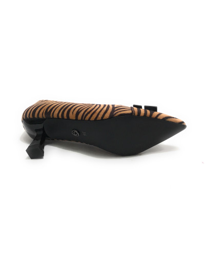 Scarpe donna décolleté Gold&gold tc 55 ecopelle animalier zebrata marrone D25GG12 GP705
