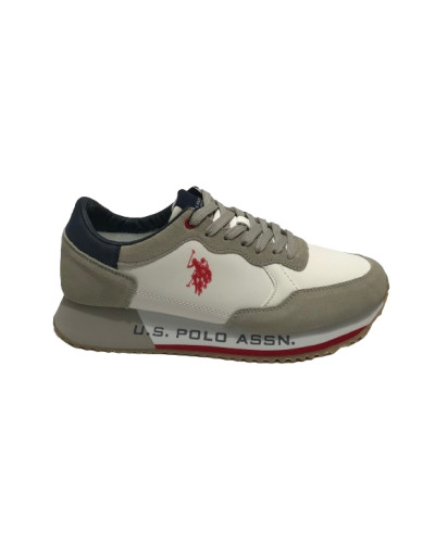 Scarpe U.S. Polo sneaker running Cleef 006M in pelle scamosciata/ tessuto white/ light grey U25UP02