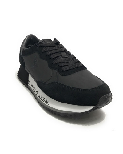 Scarpe U.S. Polo sneaker running Cleef 006A in pelle scamosciata/ tessuto black U25UP05