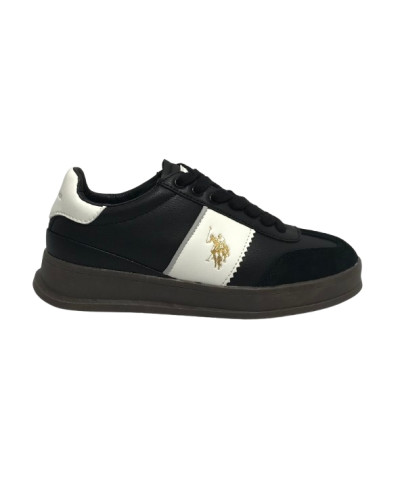 Scarpe US Polo Donna sneaker Campyw001 in pelle/ suede nero D25UP05