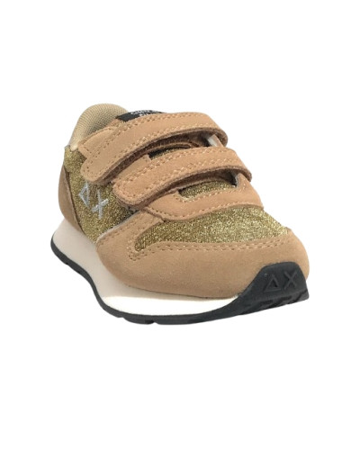 Scarpe Sun68 sneaker Girl's Ally glitter textile baby suede/ ecosuede oro Z25SU23 Z44404B