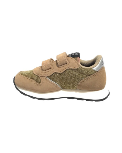 Scarpe Sun68 sneaker Girl's Ally glitter textile baby suede/ ecosuede oro Z25SU23 Z44404B