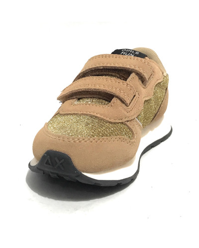 Scarpe Sun68 sneaker Girl's Ally glitter textile baby suede/ ecosuede oro Z25SU23 Z44404B