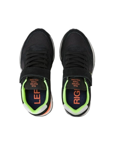 Sneaker Sun68 boy's Tom fluo pelle/ nylon nero Z25SU32 Z44302K