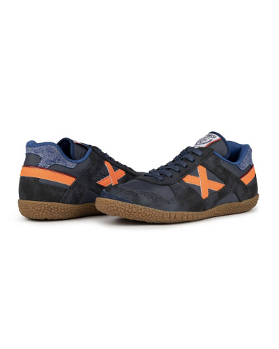 Scarpe Munich sneaker Goal in pelle / tessuto blu U25MU11 1597