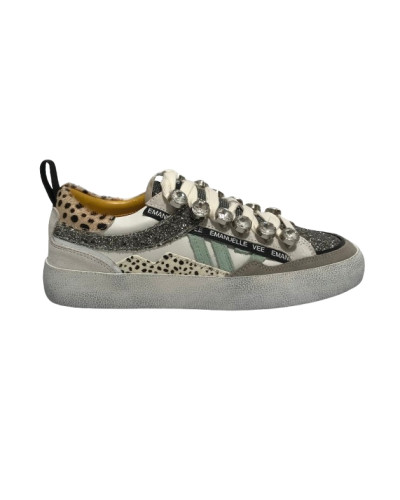 Scarpe donna sneaker Emanuélle Vee Soledad all strass in pelle multi/ salvia DS25EV05 451P-300-10-P011CB MSL