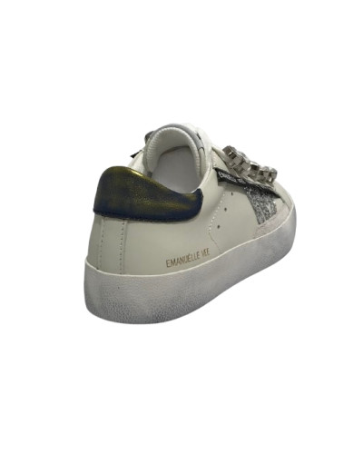 Scarpe donna sneaker Emanuélle Vee Soledad all strass in pelle white/ silver DS25EV11 451P-300-22-P145CB WH-SI