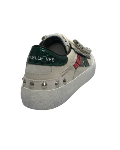 Scarpe donna sneaker Emanuélle Vee Soledad all strass in pelle white/ green DS25EV08 451P-300-13-P011CB WH-GR
