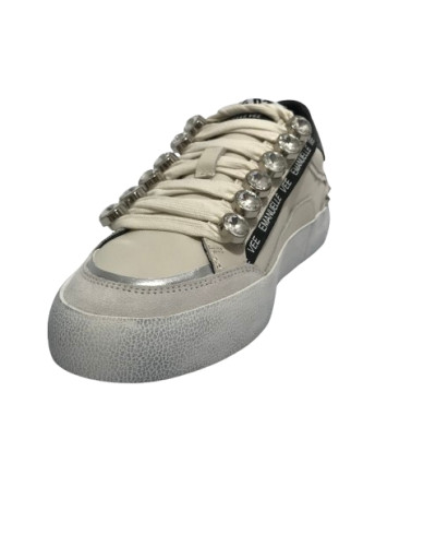 Scarpe donna sneaker Emanuélle Vee Soledad all strass in pelle white/ green DS25EV08 451P-300-13-P011CB WH-GR