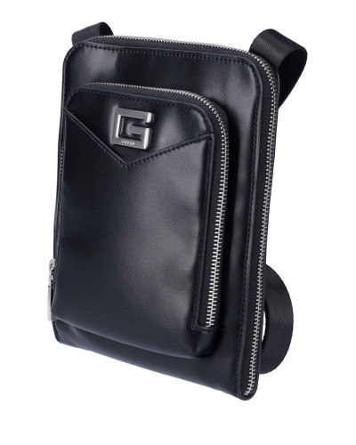 Borsa Guess tracolla uomo Siena flat crossbody zip around black UBS25GU13 HMSISSP5109