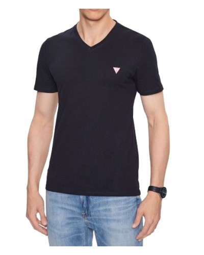 T-shirt uomo Guess scollo a V logo triangolo blu ES25GU35 M2YI37I3Z14