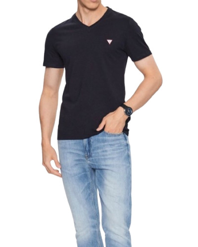 T-shirt uomo Guess scollo a V logo triangolo blu ES25GU35 M2YI37I3Z14