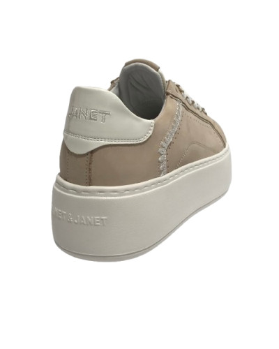 Scarpe donna sneaker Janet&Janet pelle beige/ white DS25JJ01 J-002