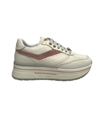Scarpe donna sneaker Janet&Janet pelle white/ pink DS25JJ06 J-020