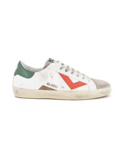Sneaker uomo 4B12 in pelle bianco/ verde/ corda US25QB02 SUPRIME-U200